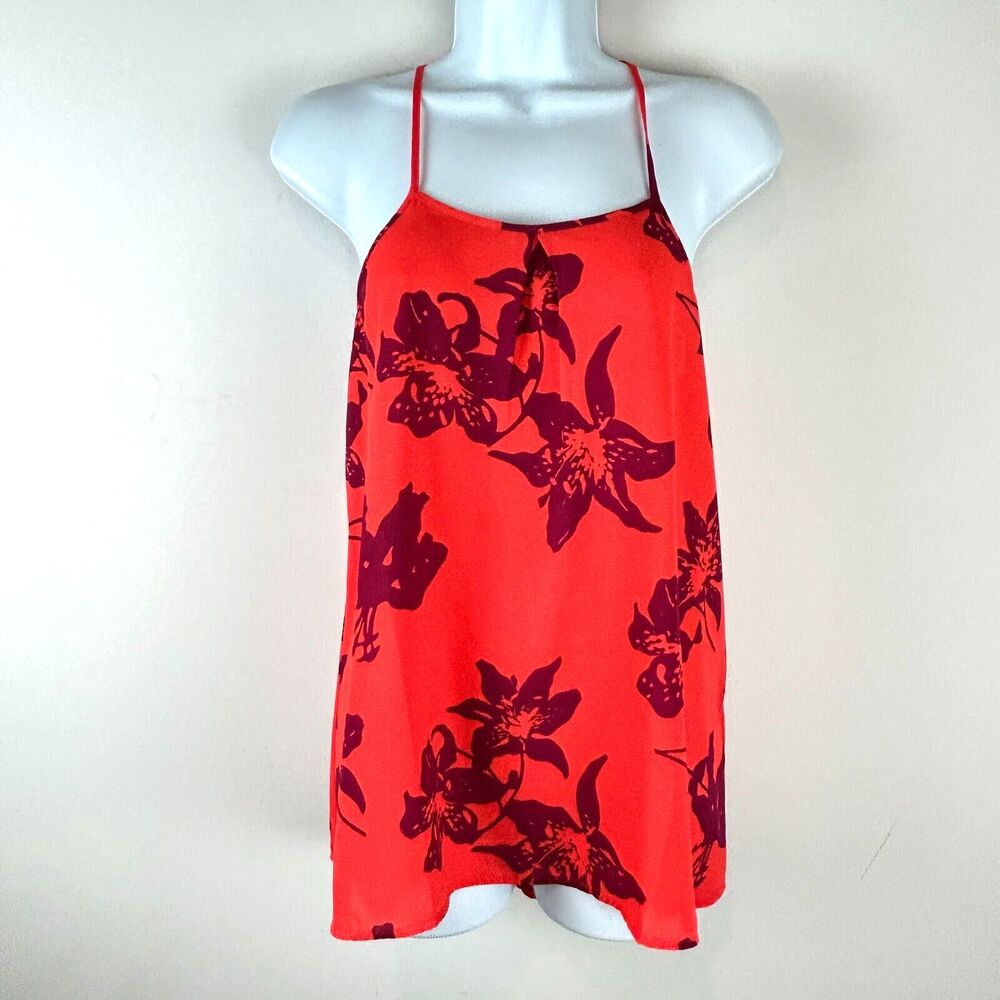 Banana Republic Orange Tropical Floral Tank Cami Top Size XS